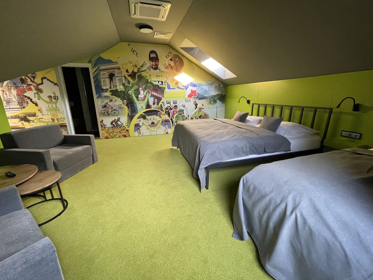 Peter Sagan has his own hotel, and yes, it's got a very green Tour de France room