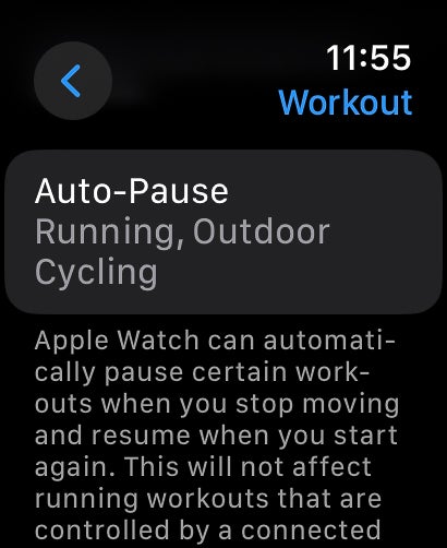 Auto pause apple store watch cycling