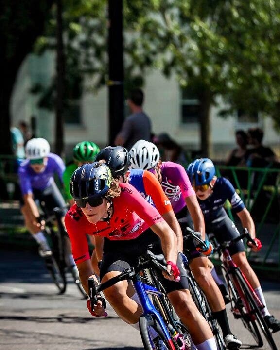 Enzo Hincapie leads a race.