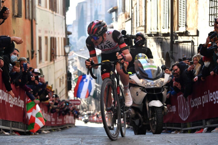 Tadej Pogačar Braces to Blow the Doors off at Strade Bianche