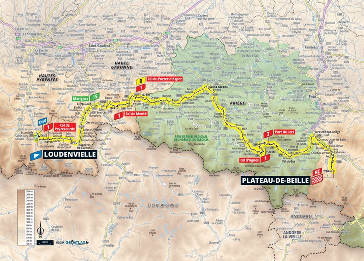 Tour de France 2024 stage 15 map