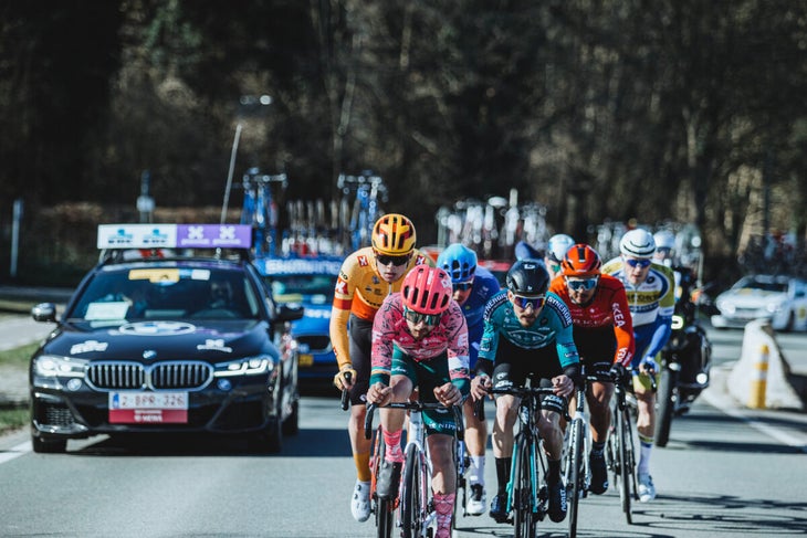 Ben Healy's aerodynamic tuck makes him deadly in a breakaway and also very difficult for other riders to draft.  (Photo by Chris Auld)