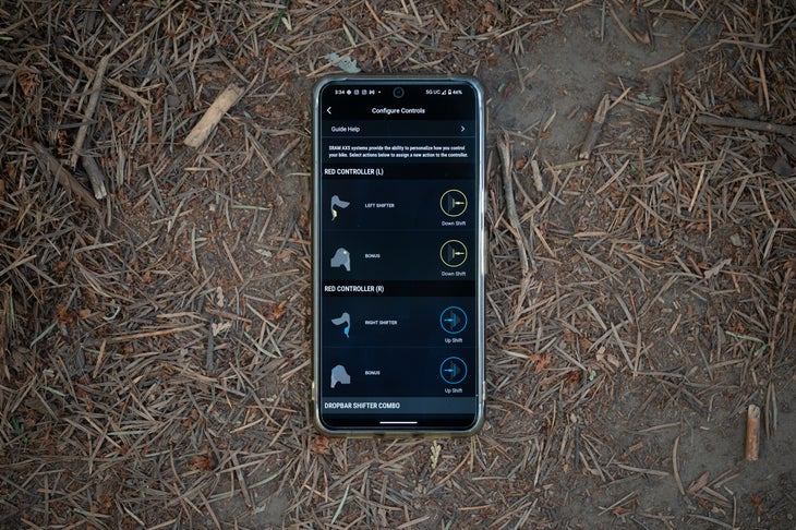 SRAM AXS app screen