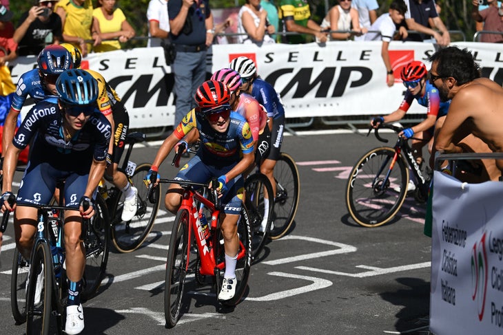 SAN LUCA - BOLOGNA, ITALY - SEPTEMBER 30: Gaia Realini of Italy and Team Lidl - Trek competes during the 10th Giro dell'Emilia Internazionale Donne Elite 2023 a 103.5km one day race from Carpi to Bologna - San Luca 267m on September 30, 2023 in Bologna - San Luca, Italy. (Photo by Dario Belingheri/Getty Images)