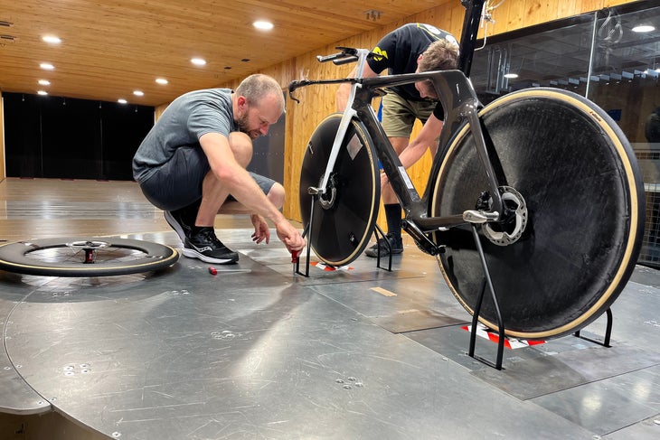 Reserve Infinity Disc Turbulent Aero in the wind tunnel for Wout Van Aert