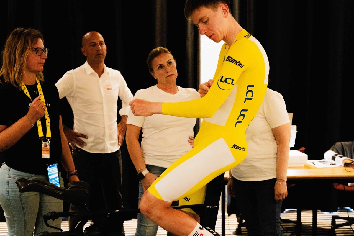 How the Yellow Jersey Gets a Custom Tailored Time Trial Speed Suit Made Overnight at the Tour de France