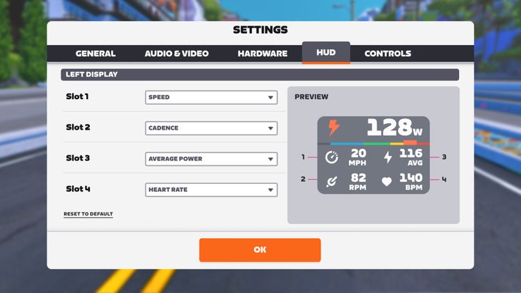 Zwift heads up display update