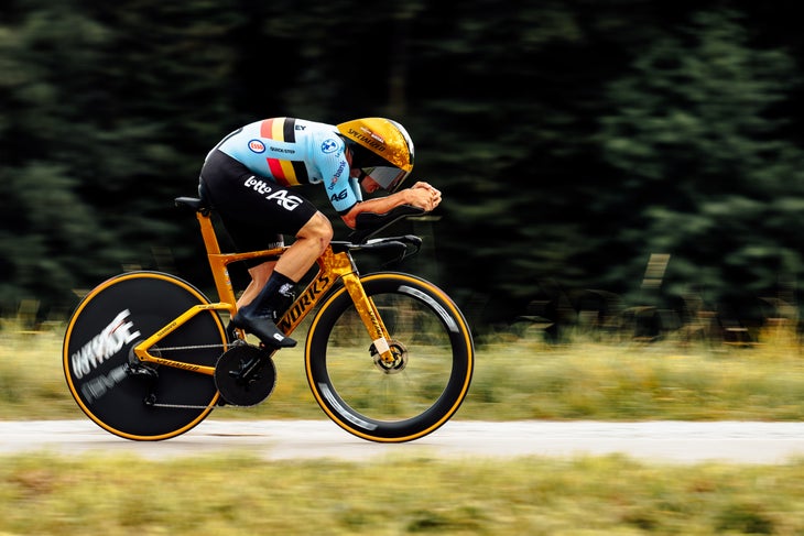Remco Evenepoel on Looming World Champs Battle: ‘It Won't Be Easy' 4 Remco Evenepoel on the way to victory in the elite men's time trial in Zürich 2024 (Photo by Chris Auld)