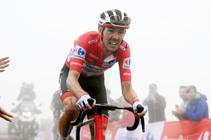 How a Budget Sport Superstore Put Decathlon-Ag2r at the Top 2 PAJARES, SPAIN - SEPTEMBER 01: Ben O'Connor of Australia and Team Decathlon AG2R La Mondiale - Red Leader Jersey competes during the La Vuelta - 79th Tour of Spain 2024, Day 15 a 143km stage from Infiesto to Valgrande-Pajares. Cuitu Negru 1835m / #UCIWT / on September 01, 2024 in Pajares, Spain. (Photo by Dario Belingheri/Getty Images)