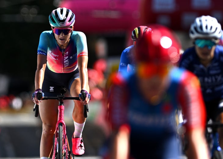 'I Found the Form Just in Time’ 3 LAUSANNE BEROCHE, SWITZERLAND - SEPTEMBER 06: Chloe Dygert of The United States and Team Canyon//SRAM Racing crosses the finish line during the 3rd Tour de Romandie Feminin 2024, Stage 1 a 133.8km stage from La Grande Beroche to Lausanne 511m / #UCIWWT / on September 06, 2024 in La Grande Lausanne, Switzerland. (Photo by Luc Claessen/Getty Images)