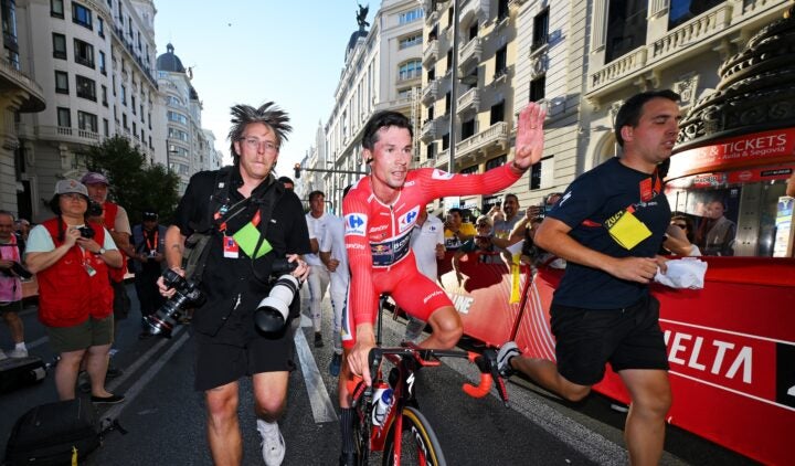 Roglič Rules, But Was It Enough for a 5-Star Race? 3 MADRID, SPAIN - SEPTEMBER 08: Primoz Roglic of Slovenia and Team Red Bull Bora - hansgrohe - Red Leader Jersey celebrates at finish line as final overall winner during the La Vuelta - 79th Tour of Spain 2024, Stage 21 a 24.6km individual time trial stage from Madrid to Madrid / #UCIWT / on September 08, 2024 in Madrid, Spain. (Photo by Tim de Waele/Getty Images)