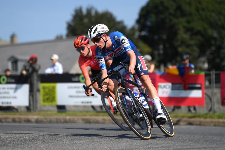Tadej Pogačar Smashes Rivals in Grand Prix Cycliste de Montréal 2 MONTREAL, QUEBEC - SEPTEMBER 15: Gil Gelders of Belgium and Team Soudal Quick-Step competes in the breakaway during the 13th Grand Prix Cycliste de Montreal 2024 a 209.1km one day race from Montreal to Montreal / #UCIWT / on September 15, 2024 in Montreal, Quebec. (Photo by Alex Broadway/Getty Images)