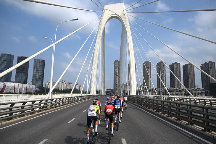 Five Ways to Improve Your FTP 3 NANNING, CHINA - OCTOBER 20: (L-R) Kevin Colleoni of Italy and Team Intermarche - Wanty, Ewen Costiou of France and Team Arkea - B&B Hotels, Joseph Blackmore of The United Kingdom and Team Israel - Premier Tech and a general view of the peloton competing during the 5th Gree-Tour of Guangxi 2024, Stage 6 a 134km stage from Nanning to Nanning / #UCIWT / on October 20, 2024 in Nanning, China. (Photo by Dario Belingheri/Getty Images)