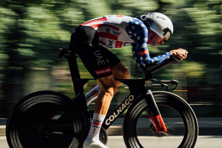Brandon McNulty hat sich in der Timing -Studie gut abspielte, belegte den achten Platz und stieg auf den vierten Gesamtrang (Foto: Chris Aud/Velo).