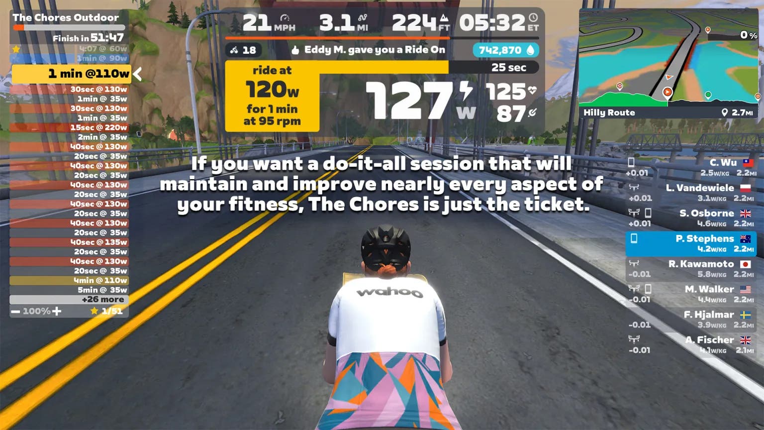 Wahoo SYSTM workout in Zwift