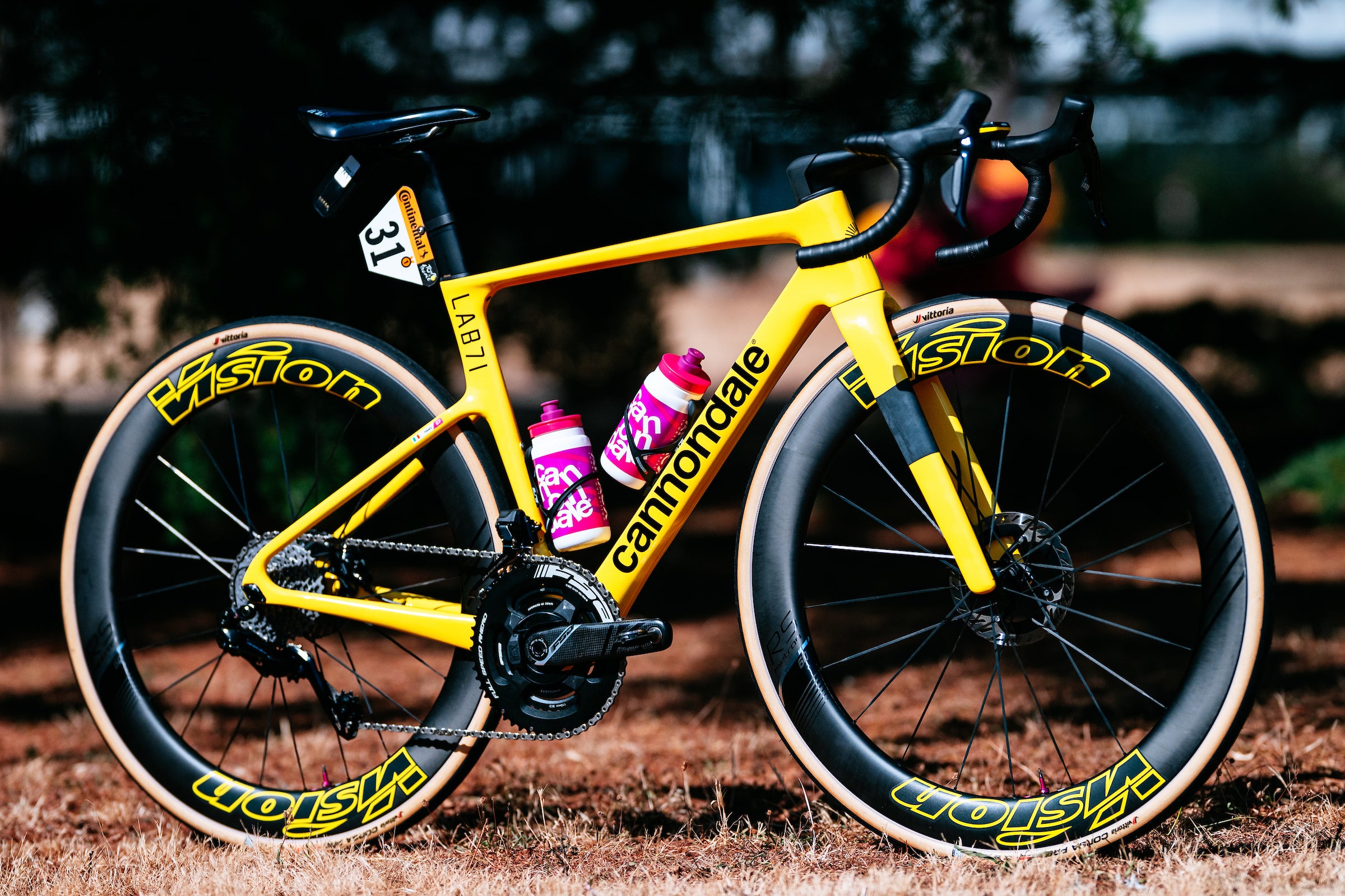 Ben Healy's yellow Cannondale celebrates his Tour de France
