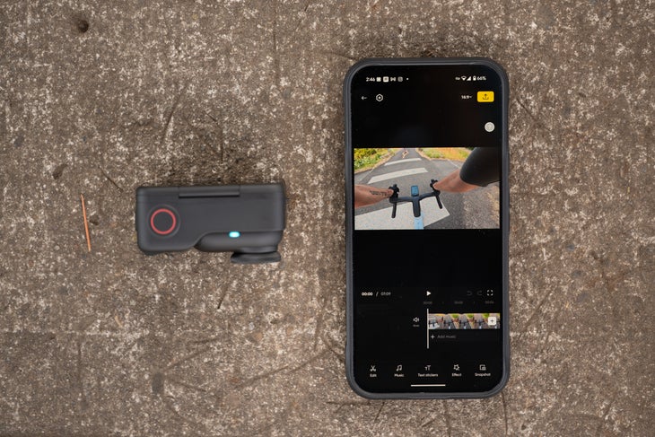 Insta360 editing software next to Insta360 Go Ultra