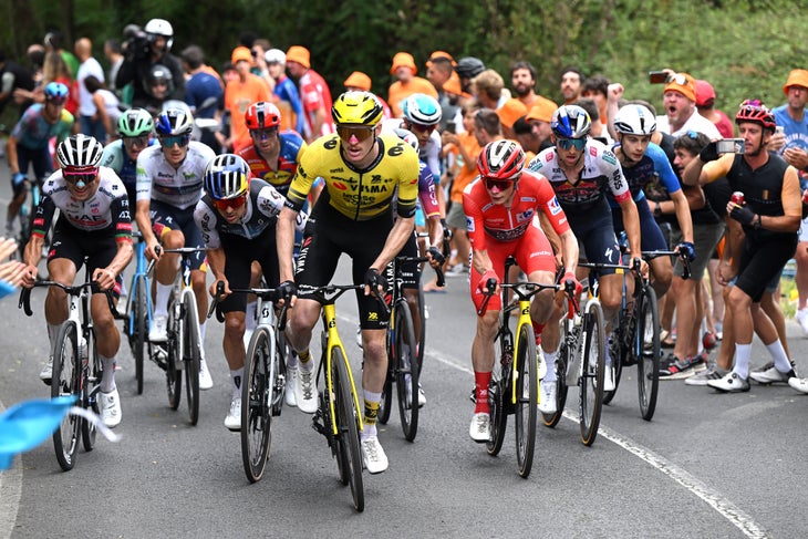 Jonas Vingegaard and tom Pidcock during Stage 11 of the Vuelta a España.