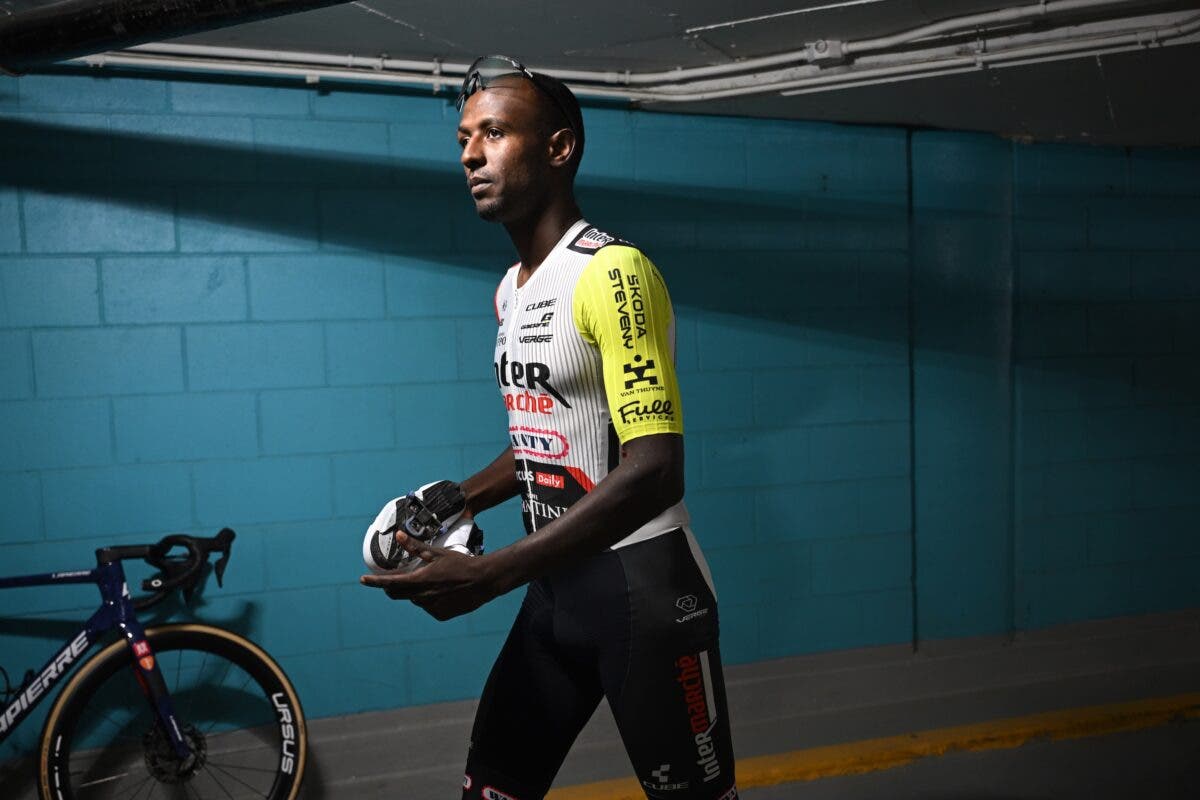 Biniam Girmay of Eritrea and Team Intermarche - Wanty during the training prior to the 14th Grand Prix Cycliste de Quebec & Montreal 2025 / #UCIWT / on September 10, 2025 in Quebec City, Quebec. (Photo: Szymon Gruchalski/Getty Images