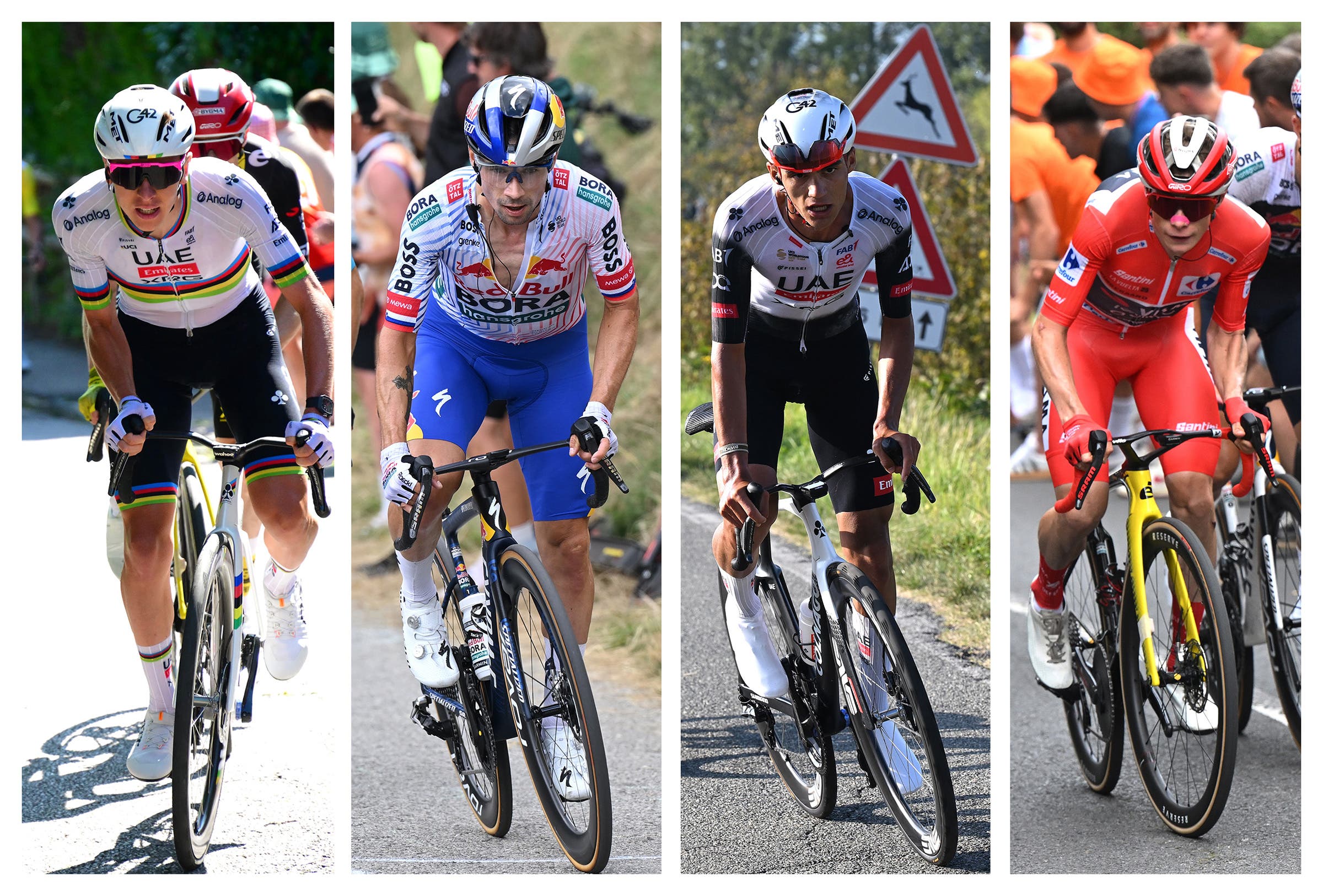 Tadej Pogacar, Primoz Roglic, Isaac Del Toro e Jonas Vingegaard si sono affrontati nell'Andorra Cycling Masters 2025 (foto: Getty Images)