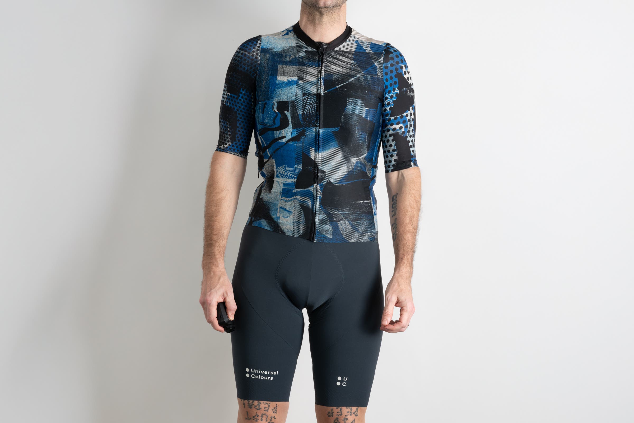 Universal Colours Chroma bib shorts with the Ornot Park jersey