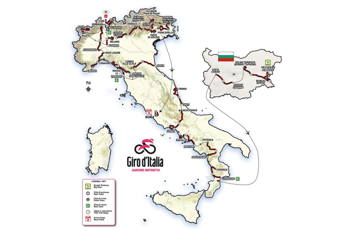 The route of the 2026 Giro d'Italia