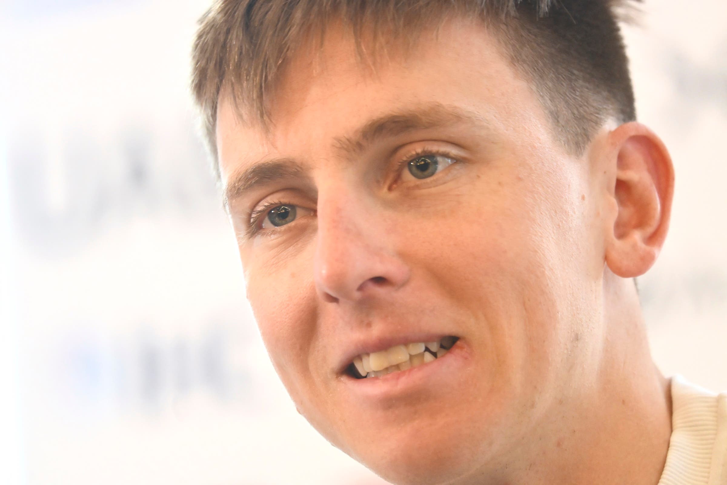 UAE Team Emirate - XRG team's Slovenian rider Tadej Pogačar gives a press conference after a training in Benidorm, eastern Spain, on December 13, 2025. (Photo: Jose Jordan / AFP)