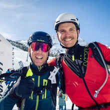 Michael Woods and Amund Jansen take part in a Skimo race.