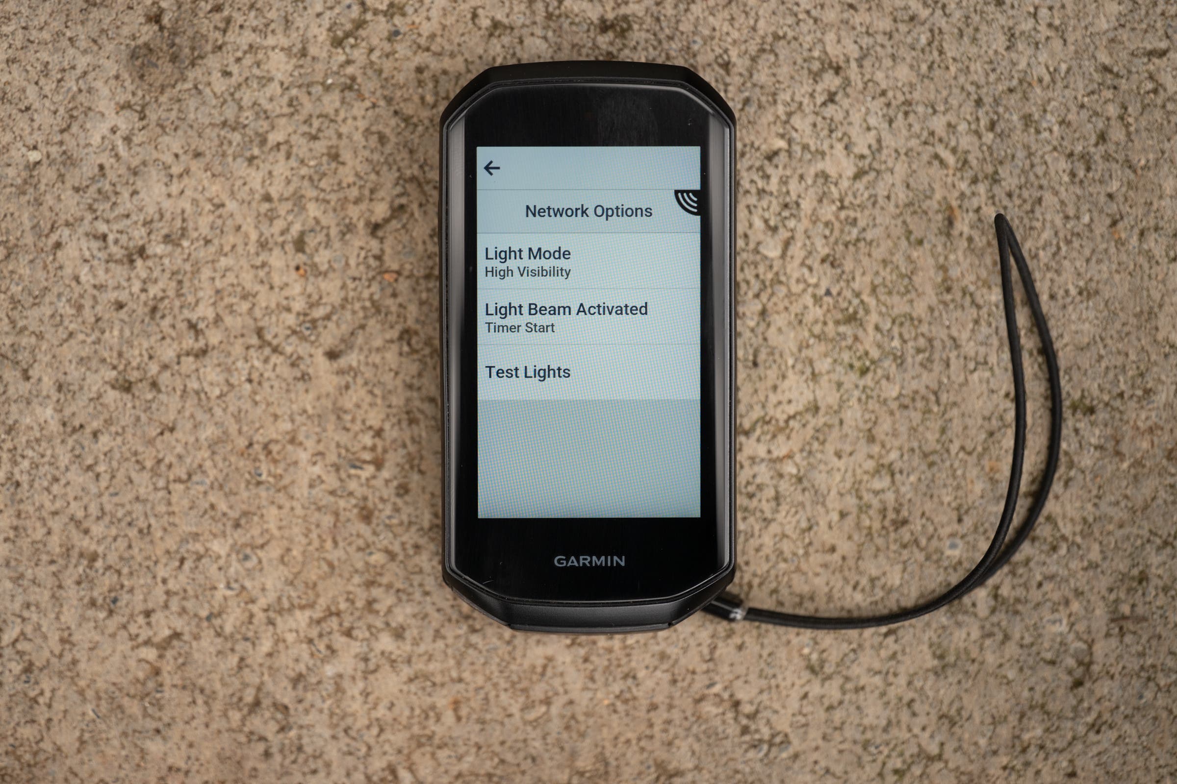 Garmin Edge 1050 connected to a RearVue 820 radar light