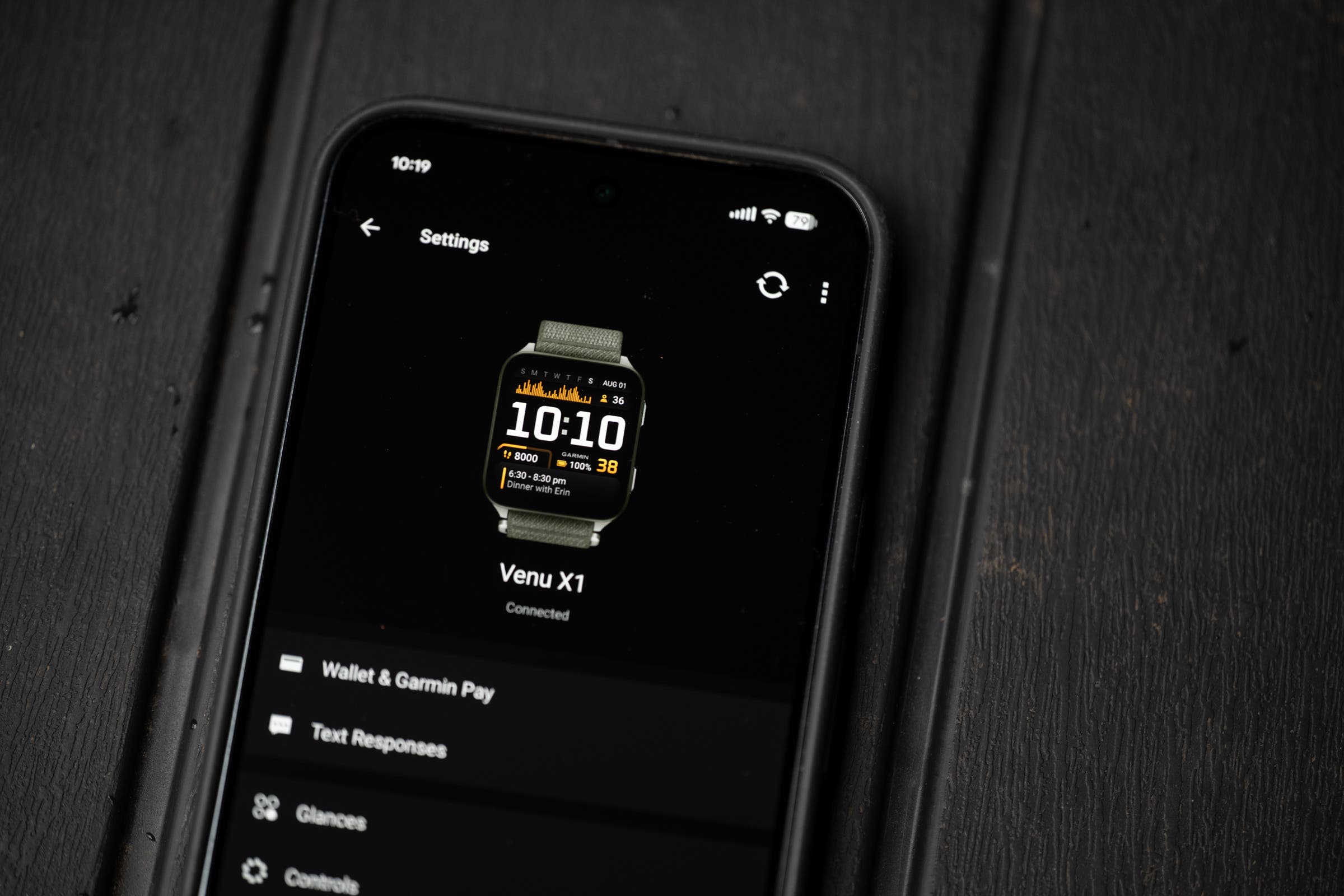 Google Pixel 10 Pro XL with Garmin Connect showing the Garmin Venu X1