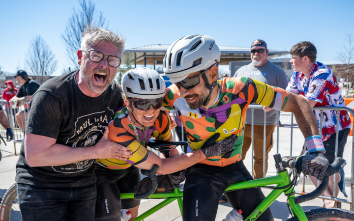 Hannah Glatter and Jared Gab after winning their race at Mid South Gravel.