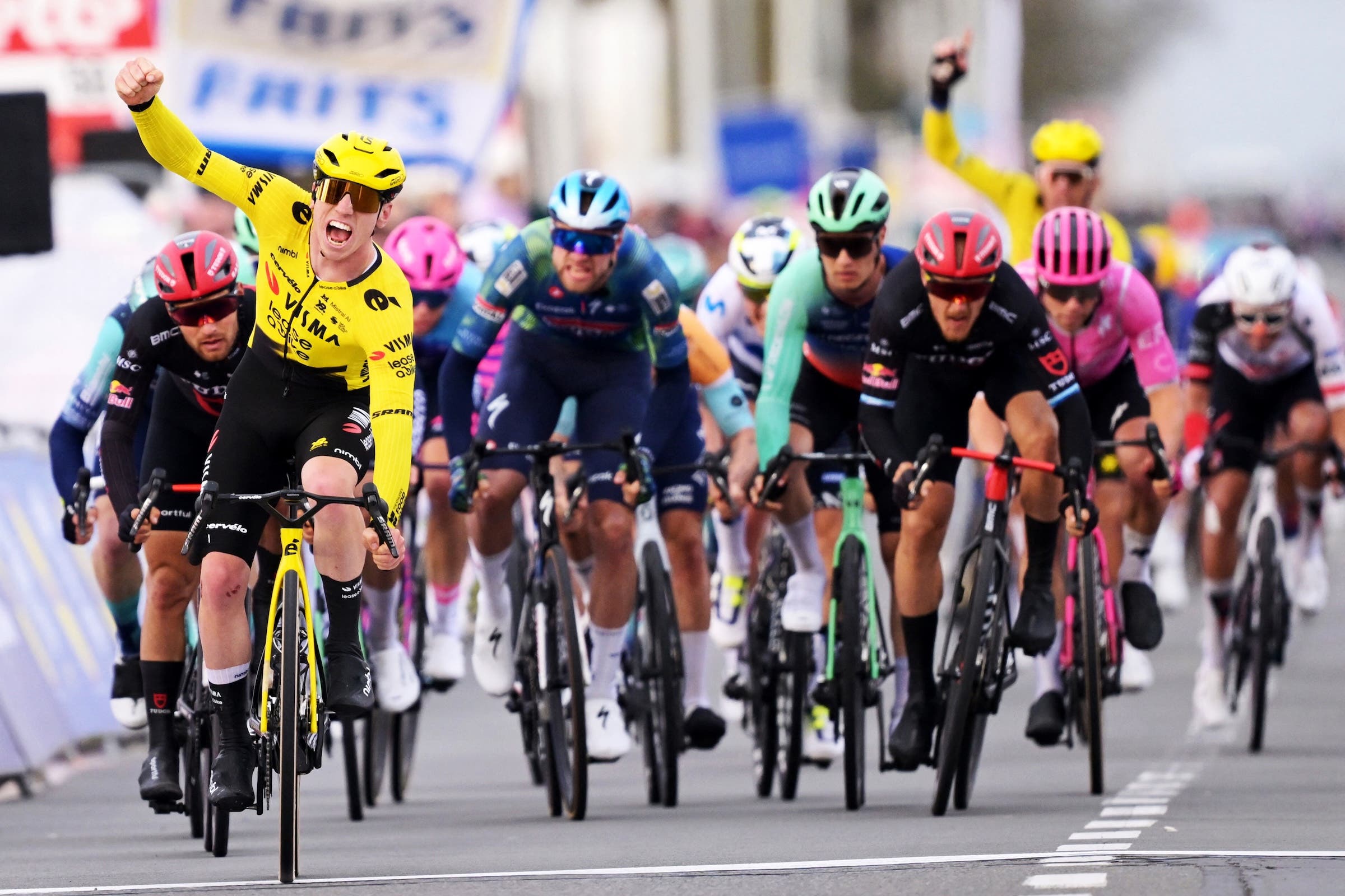 Matthew Brennan (Team Visma-Lease a Bike) is versatile and also very fast, with his Kuurne-Brussels-Kuurne win underlining his potential (Photo: David Pintens / Belga / AFP)