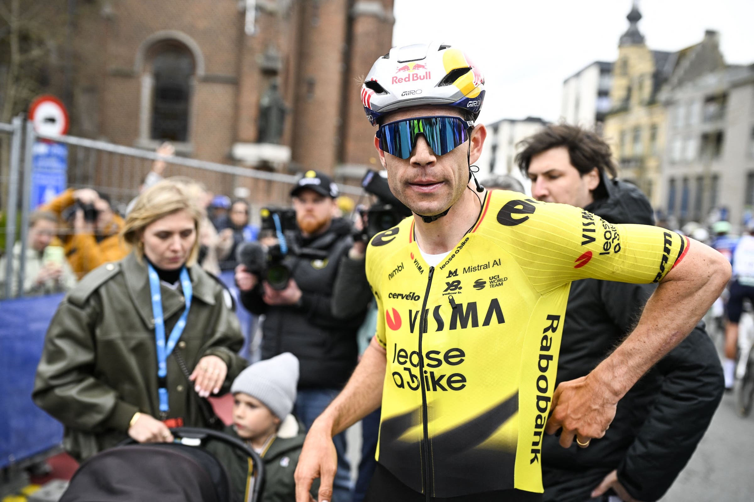 Wout van Aert of Team Visma-Lease a Bike is pictured after the men’s elite “Middelkerke–Wevelgem – In Flanders Fields” one-day cycling race, covering 240.8 km from Middelkerke to Wevelgem, on March 29, 2026. (Photo: Jasper Jacobs / Belga / AFP)