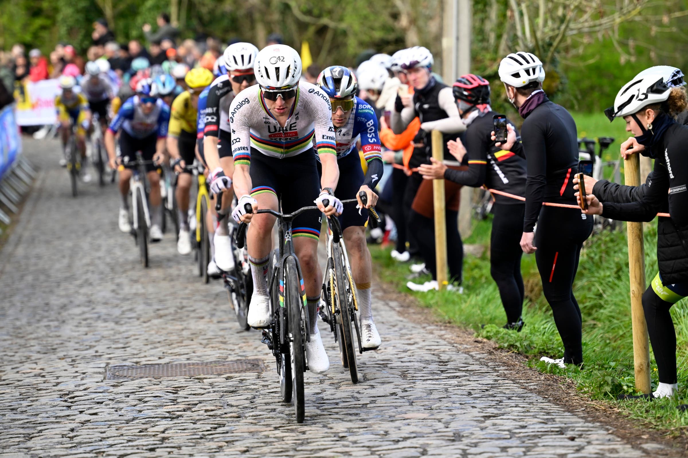 Pogacar was the strongest in the Tour of Flanders, but likely made the win more difficult for himself with a lot of riding at the front (Photo: Nico Vereecken / Photonews)
