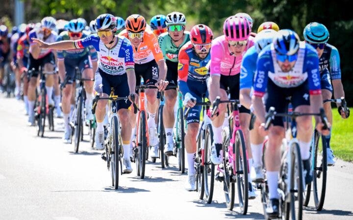 Belgian Remco Evenepoel of Red Bull-BORA-hansgrohe cycles during the men elite race of the Liege-Bastogne-Liege UCI World Tour one day cycling race, 259,5km from Liege, over Bastogne to Liege, on April 26, 2026. (Photo by MAARTEN STRAETEMANS / Belga / AFP) / Belgium OUT