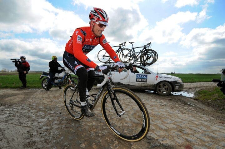Ciclismo: Allenamento Parigi-Roubaix 2010 Fabian CANCELLARA (Sui)/ Team Saxo Bank (Den)/ Entrainement / Parijs / (c) Tim De Waele
