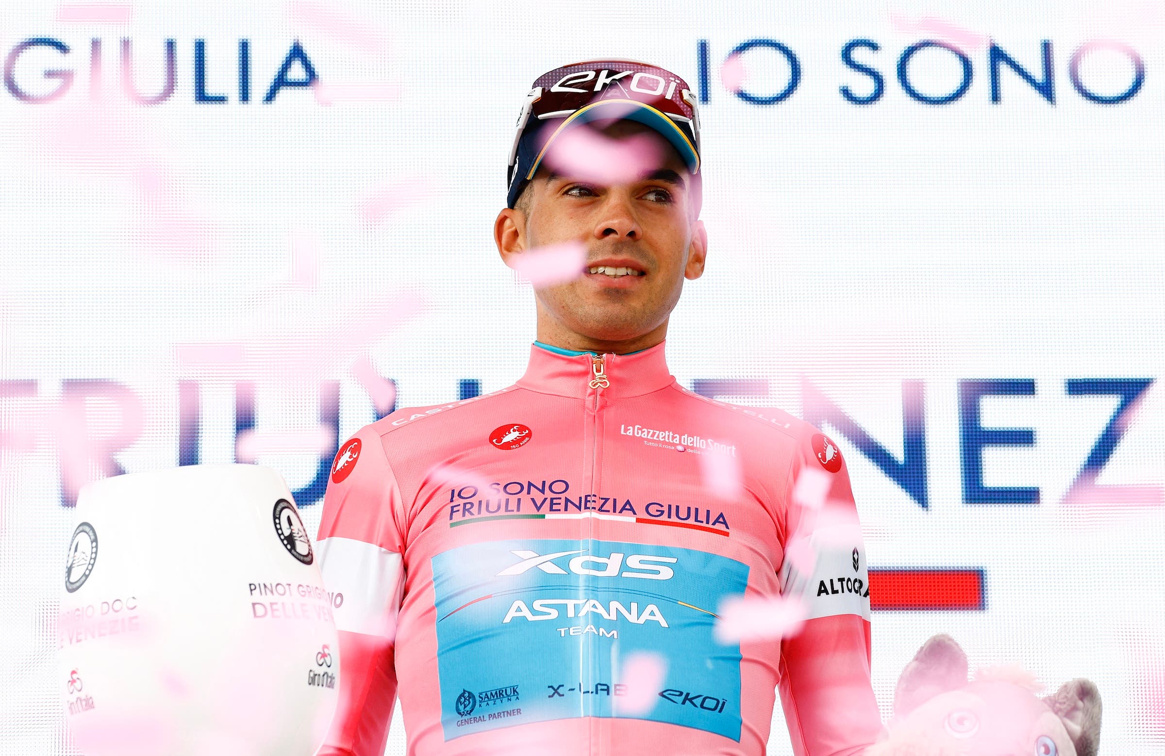 Guillermo Silva wore the race leader's Maglia Rosa on stage 3, having won stage 2 (Photo: Luca Bettini / AFP)