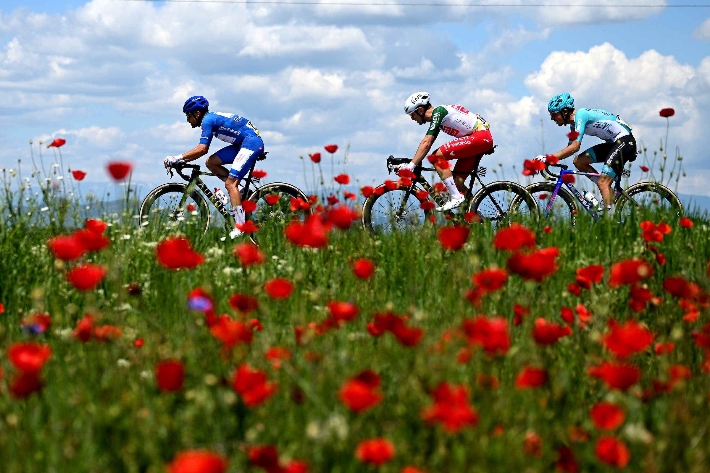 Diego Pablo Sevilla, Alessandro Tonelli and Manuele Tarozzi were the day's breakaway riders on stage 3 of the Giro d'Italia (Photo by Dario Belingheri/Getty Images)