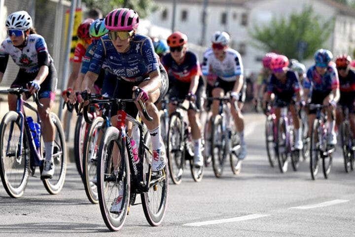 Kristen Faulkner (EF Education-Oatly) crashed during the stage but was able to continue (Photo: Luc Claessen/Getty Images)