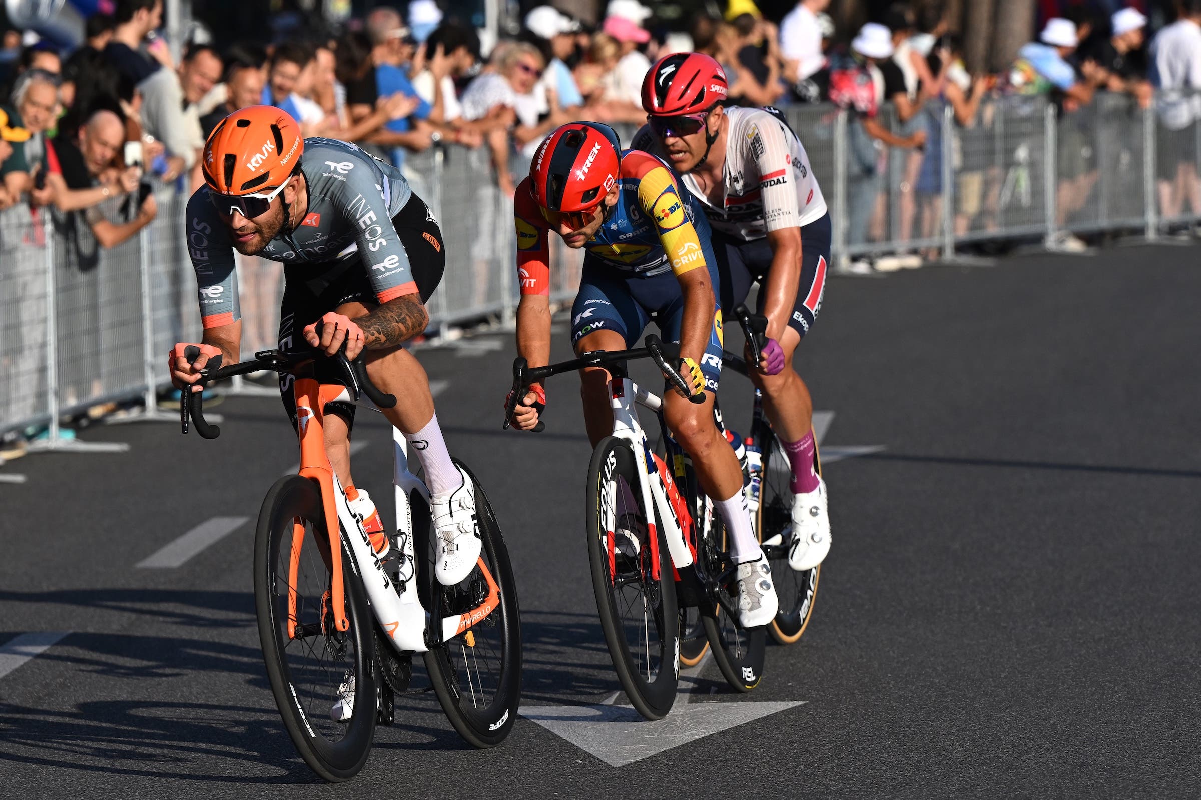 Filippo Ganna was flying but got no help from Matteo Sobrero and Jasper Stuyven (Photo: Dario Belingheri/Getty Images)