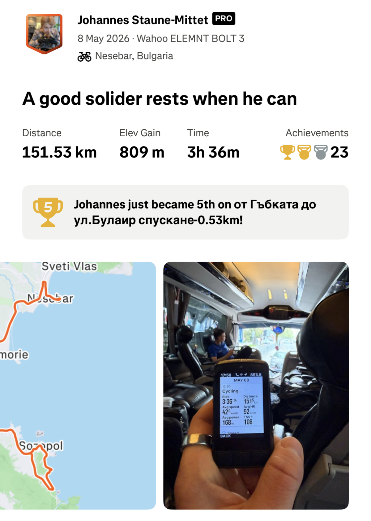 Staune-Mittet Strava Giro stage 1