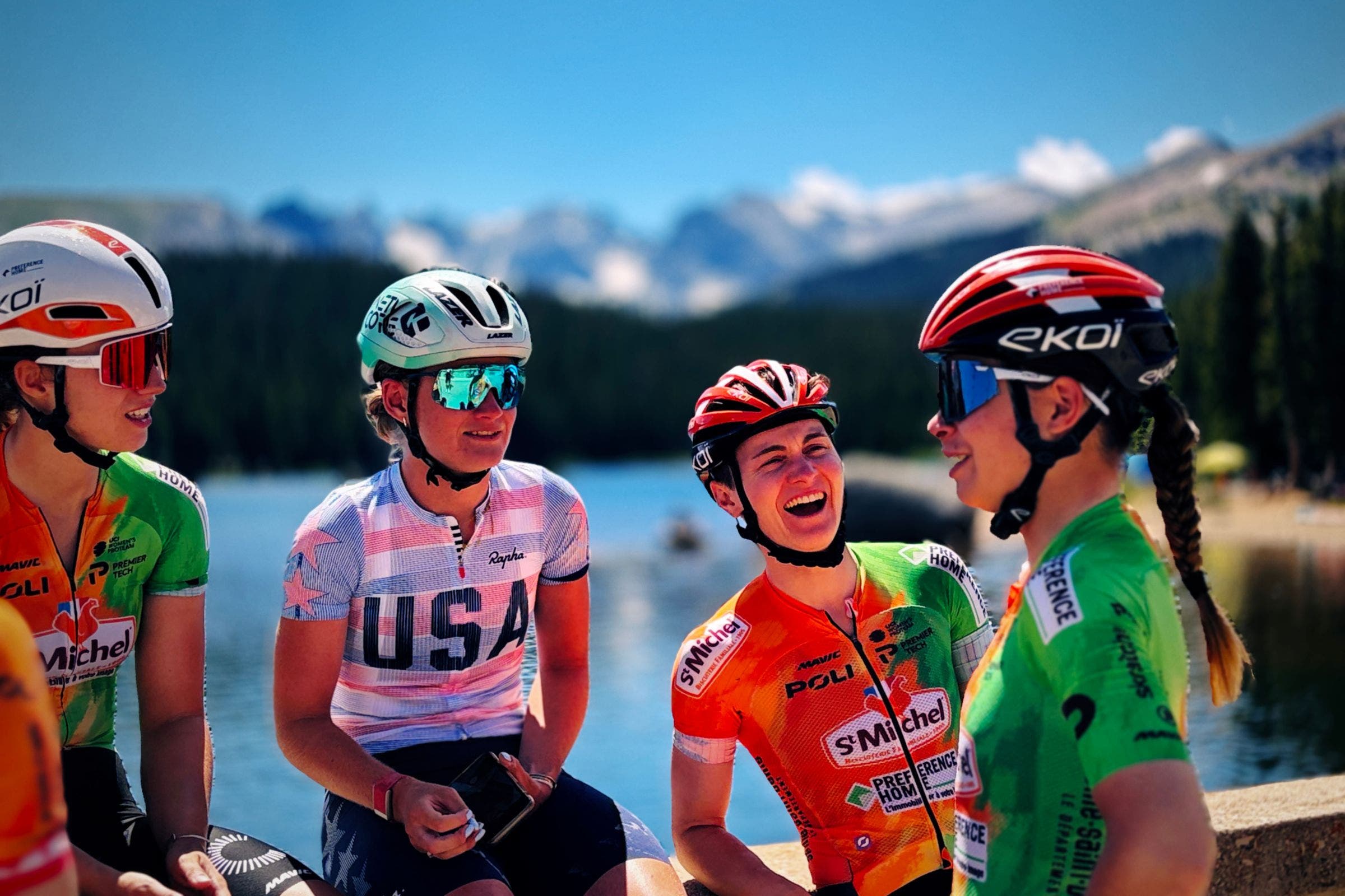 St. Michel riders preparing for the Tour de France Femmes at a training camp in Boulder, Colorado