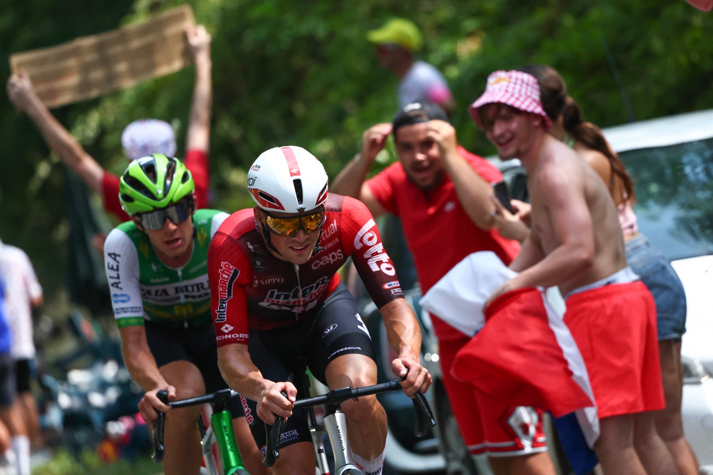 Baptiste Veistroffer and Jakub Otruba were the day's two breakaway riders (Photo: Anne-Christine Poujoulat / AFP)