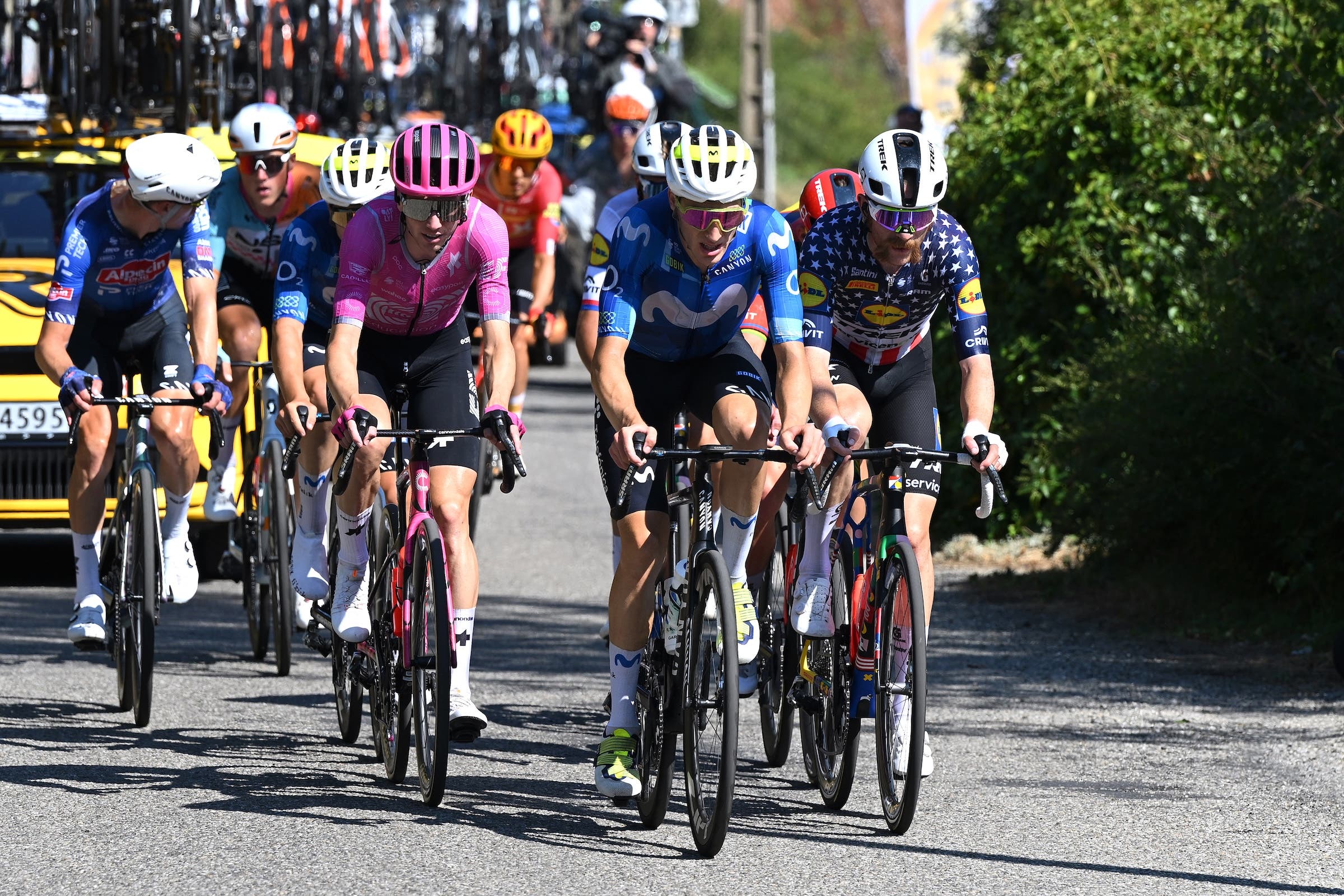 American riders Sean Quinn (EF Education - EasyPost, L) and Quinn Simmons (Lidl - Trek, L) performed well in the day's break (Photo: Dario Belingheri/Getty Images)