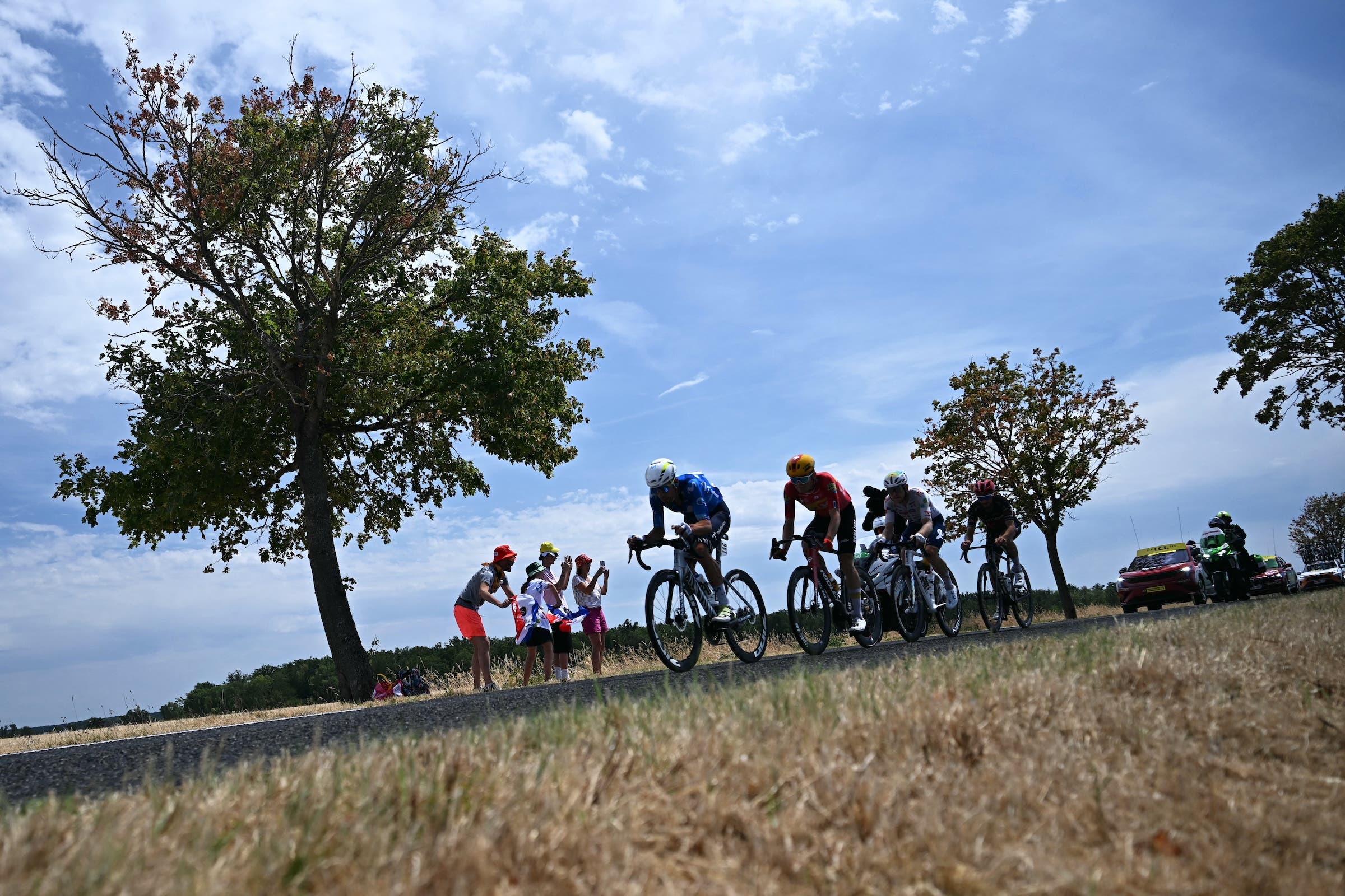 Nelson Oliveira, Anthon Charmig, Mathis Le Berre and Julian Alaphilippe were the breakaway riders on stage 11 of the Tour de France (Photo: Loic Venance / AFP)