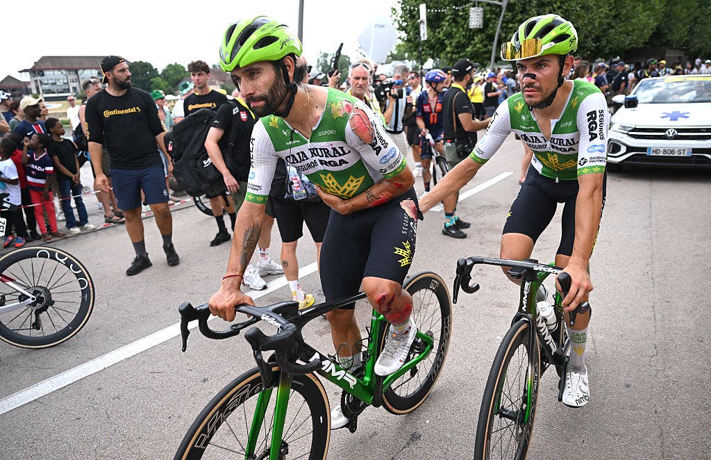 Gaviria was the first to fall in the high speed crash that rocked stage 12 of the Tour de France.