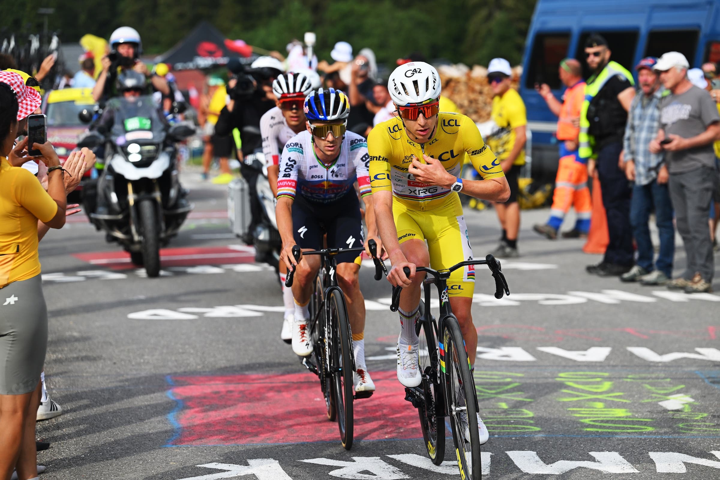 Pogačar was very strong but messages conducted over race radio saw him ultimately hold back (Photo: Tim de Waele/Getty Images)