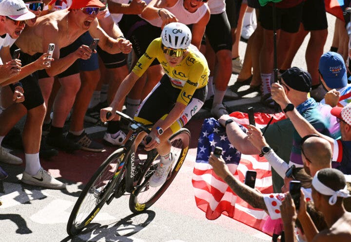 Pogačar on Alpe d'Huez at the Tour de France