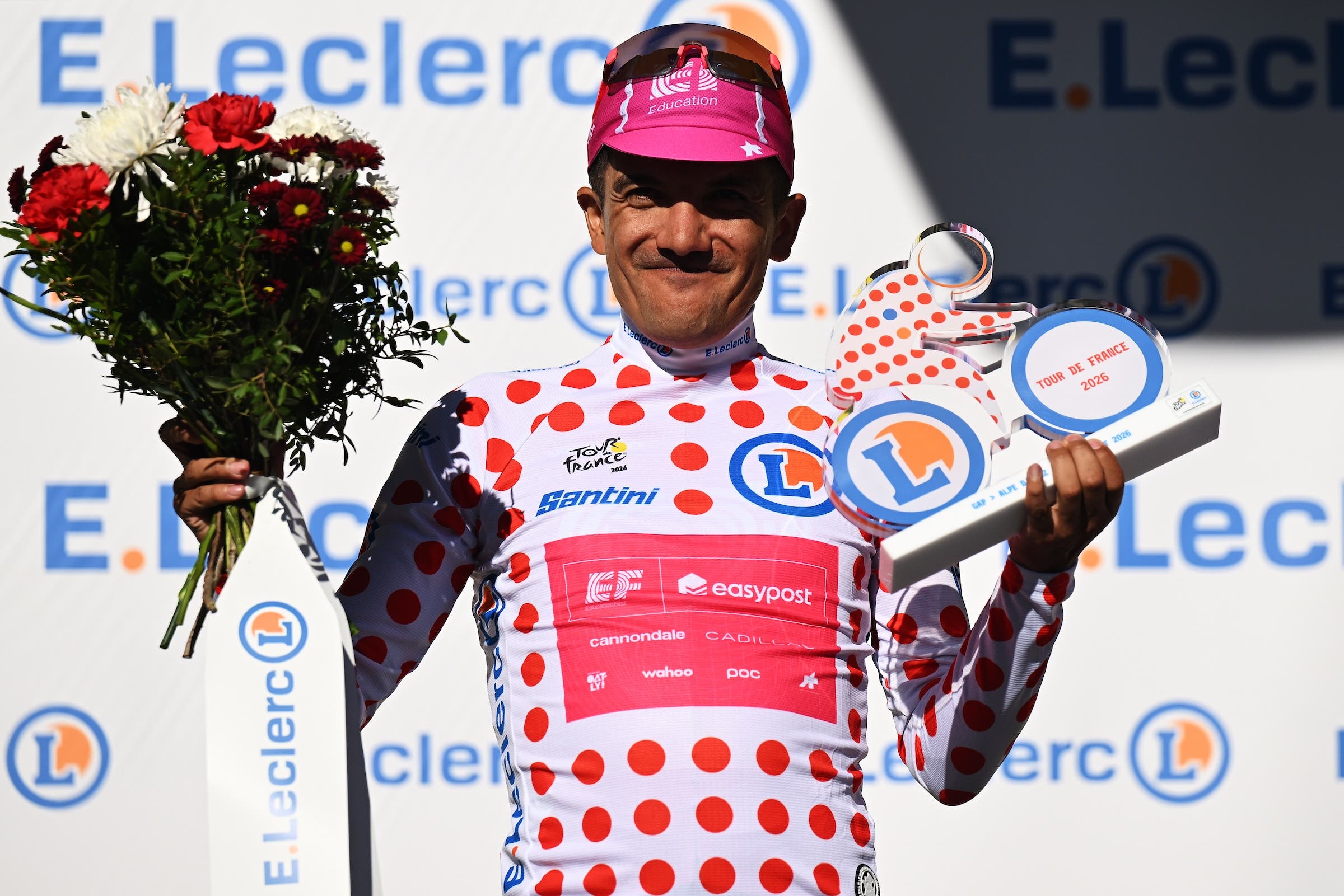 The battle is still ongoing but Richard Carapaz is right where he wants to be, namely in the mountains jersey (Photo: Luc Claessen/Getty Images)