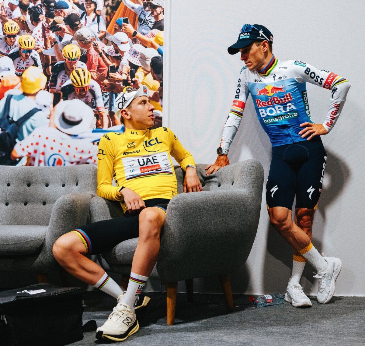 Remco Evenepoel (r) with Tour de France winner Tadej Pogacar (Photo: Gruber Images)